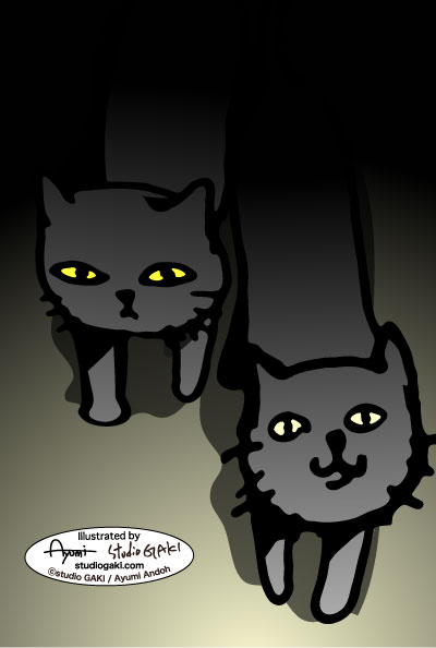 暗闇の中の猫（ネコ/ねこ）のイラスト