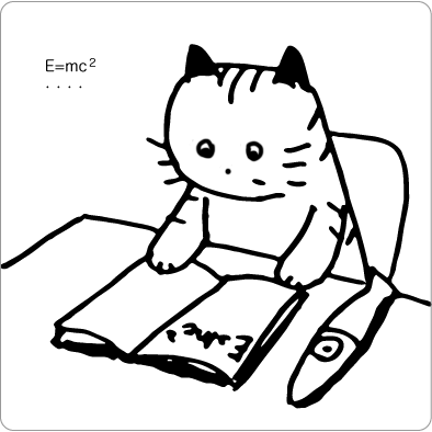 物理の本を読む猫のイラスト